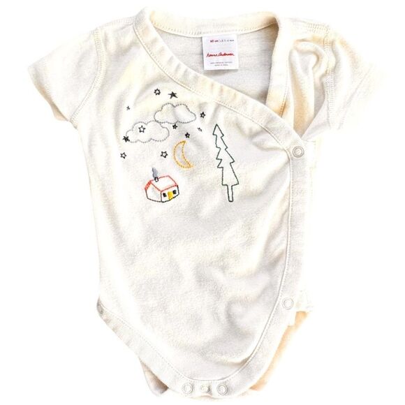 Hanna Andersson Baby Unisex Short Sleeve Embroidered Cotton Onesie. 3-6 Months. - Picture 1 of 5